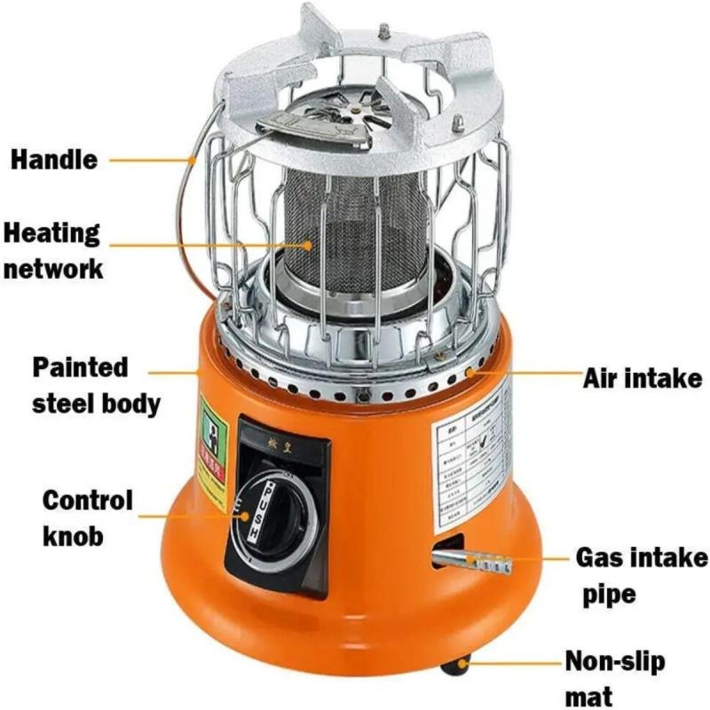 دفاية غاز 2 في 1 ( تدفئة + طبخ\تسخين) محمول لسطح المكتب والمنزل والتخييم