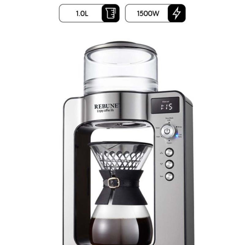 ماكينة صنع القهوة سعة 1 لتر وقوة 1500 وات RE-6-027 فضية