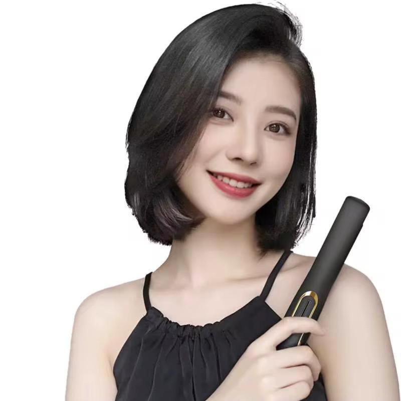 جهاز فرد شعر لاسلكي صغير قابل للشحن عبر USB بدرجة حرارة عالية وسيراميك أسود 🔥