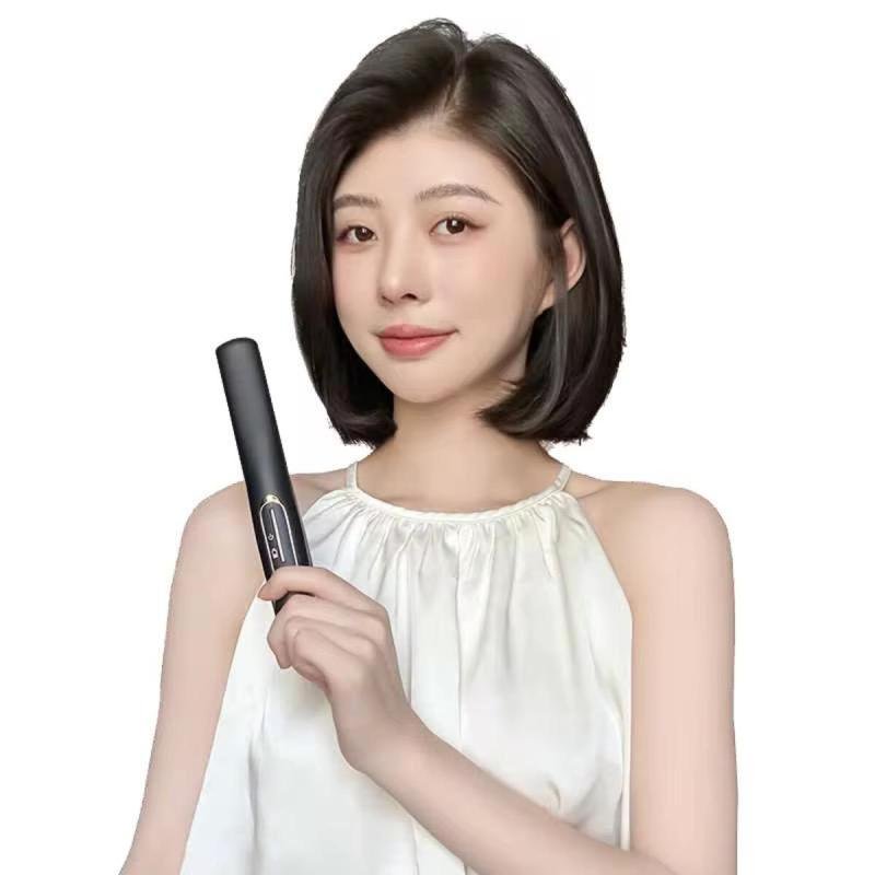 جهاز فرد شعر لاسلكي صغير قابل للشحن عبر USB بدرجة حرارة عالية وسيراميك أسود 🔥