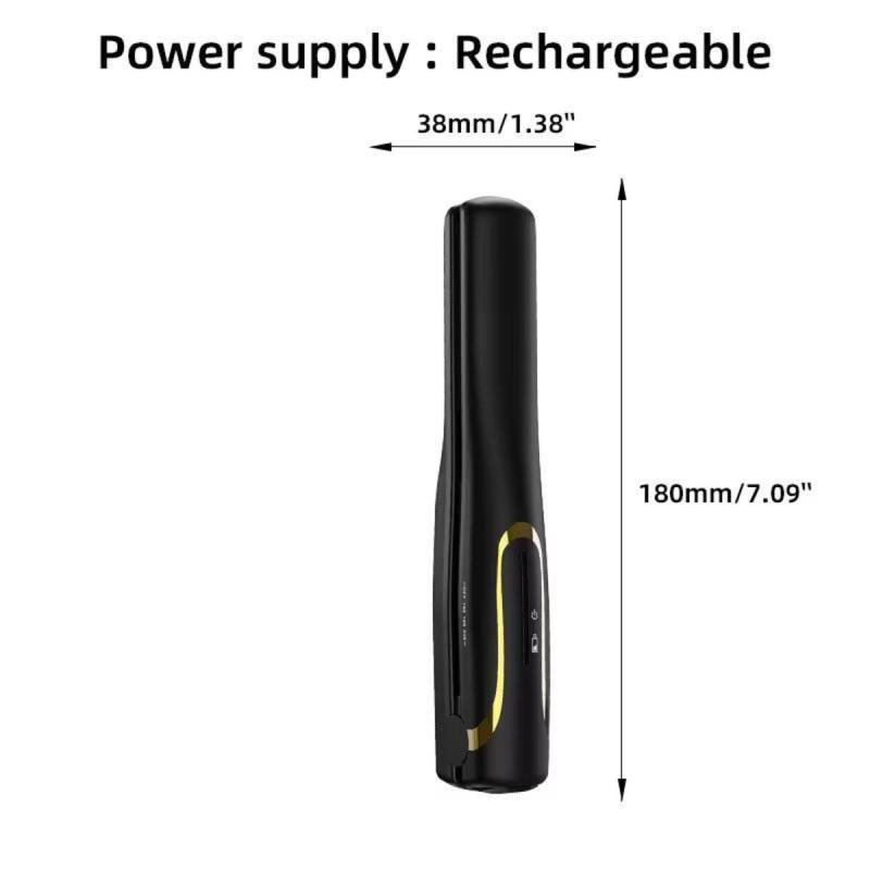 جهاز فرد شعر لاسلكي صغير قابل للشحن عبر USB بدرجة حرارة عالية وسيراميك أسود 🔥