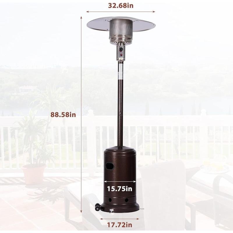دفاية خارجية غاز للحديقة والمطاعم مظلة ستانلس ستيل 225سم بقوة 13KW مع اشتعال إلكتروني ,DLC-38030