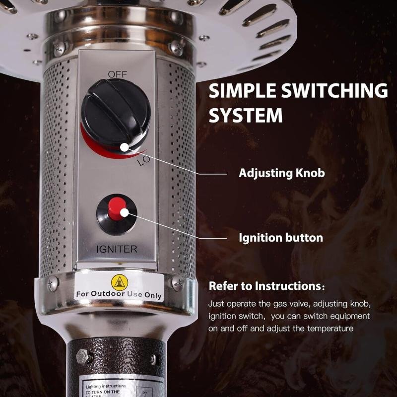 دفاية خارجية غاز للحديقة والمطاعم مظلة ستانلس ستيل 225سم بقوة 13KW مع اشتعال إلكتروني ,DLC-38030