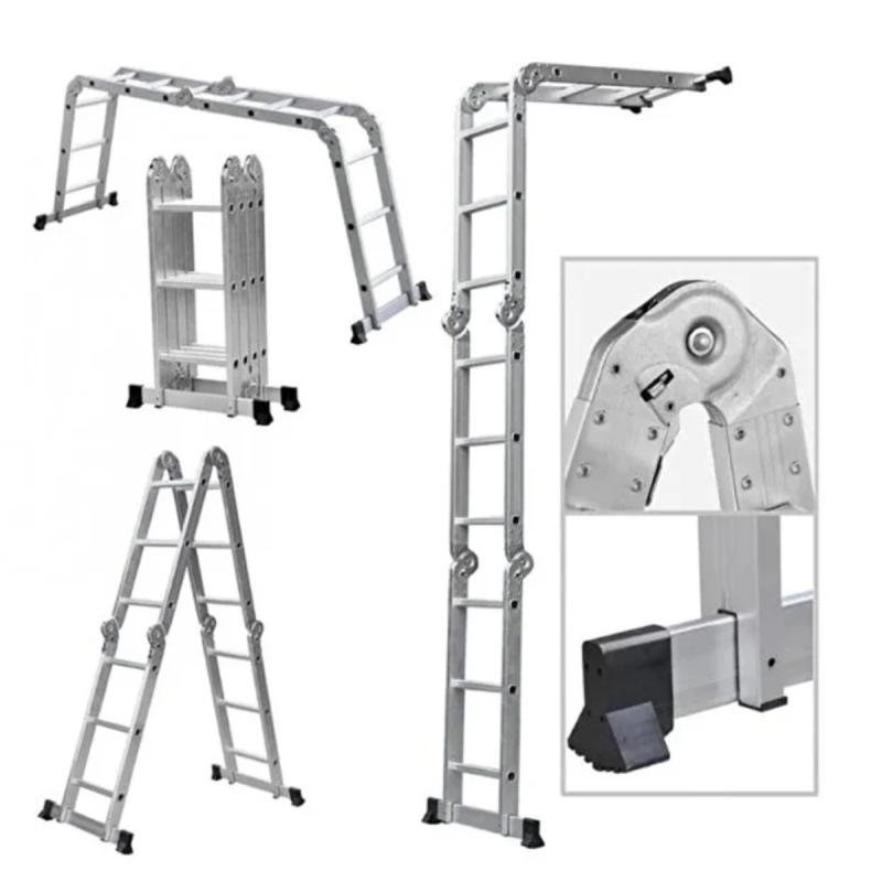 سلم قابل للطي متعدد الأغراض يحتوي على 12 درجًا