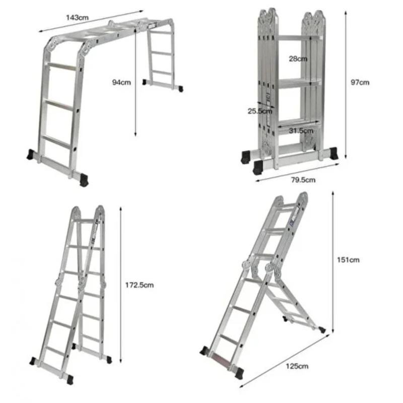 سلم قابل للطي متعدد الأغراض يحتوي على 12 درجًا