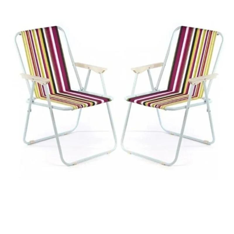 طقم كراسي تخييم قابلة للطي يتكون من كرسيان مصنوع من قماش أكسفورد وبقوائم معدنية – 45×45×80 سم