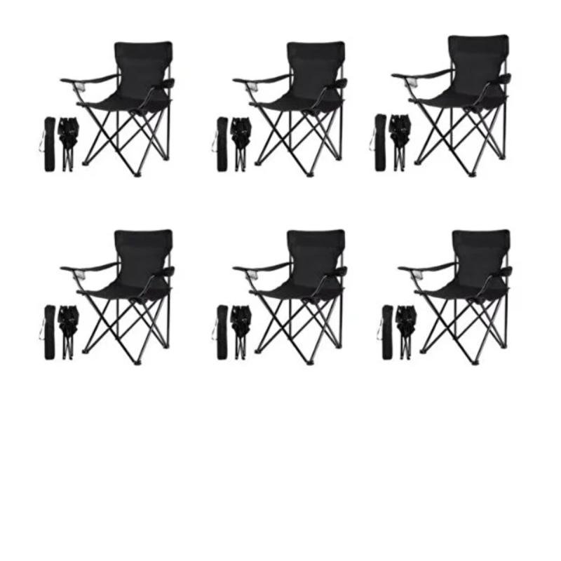 طقم كراسي تخييم يتكون من 6 كراسي قابلة للطي من قماش أكسفورد وقوائم معدنية – 40×40×80سم