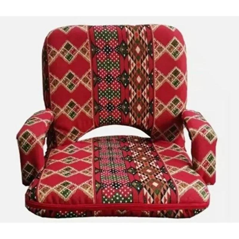 كرسي أرضي عربي تقليدي قابل للطي مع مسند للذراعين ومسند ظهر قابل للتعديل بالكامل