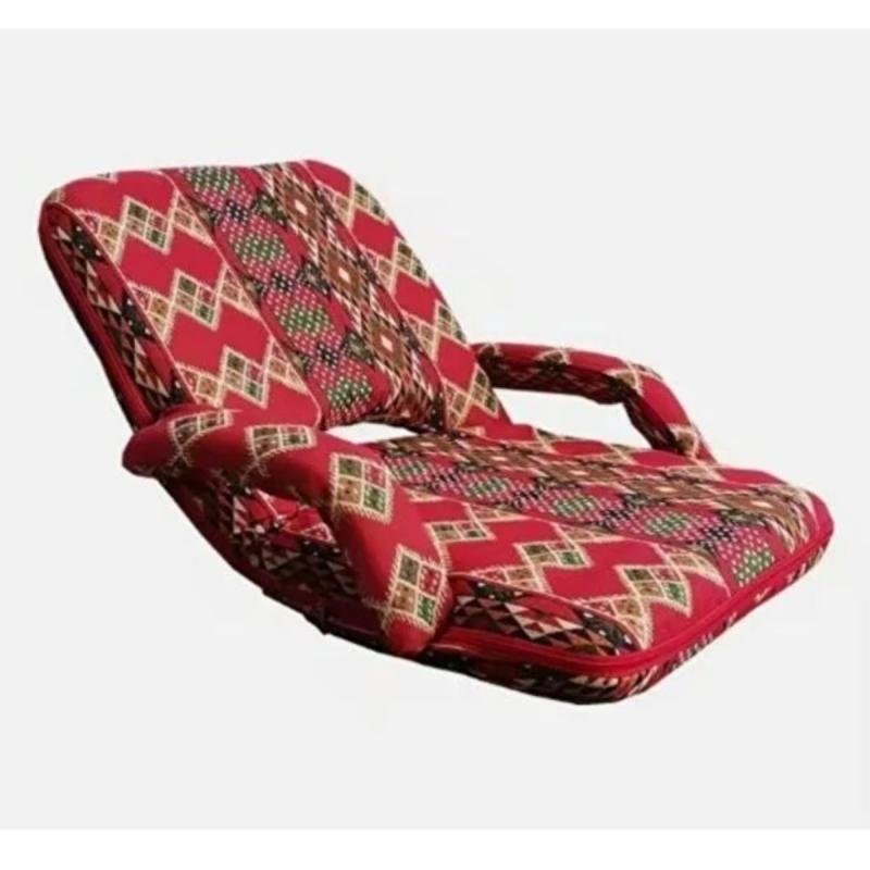 كرسي أرضي عربي تقليدي قابل للطي مع مسند للذراعين ومسند ظهر قابل للتعديل بالكامل