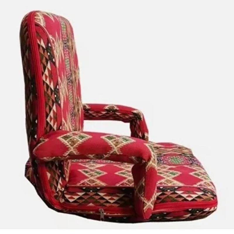 كرسي أرضي عربي تقليدي قابل للطي مع مسند للذراعين ومسند ظهر قابل للتعديل بالكامل