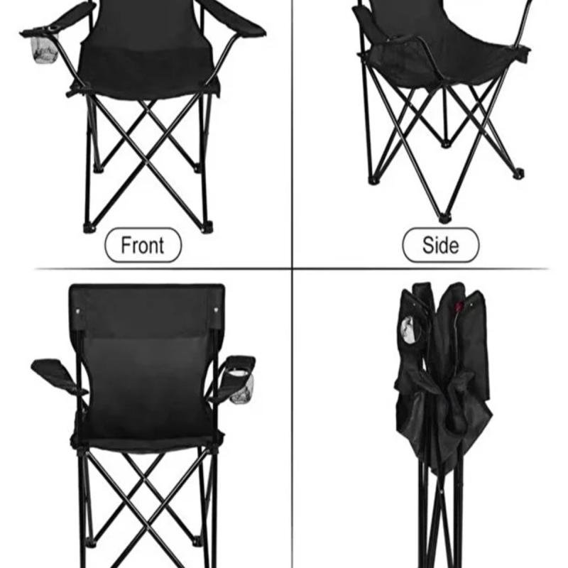 طقم كراسي تخييم يتكون من 3 كراسي قابلة للطي من قماش أكسفورد وقوائم معدنية – مريح وخفيف