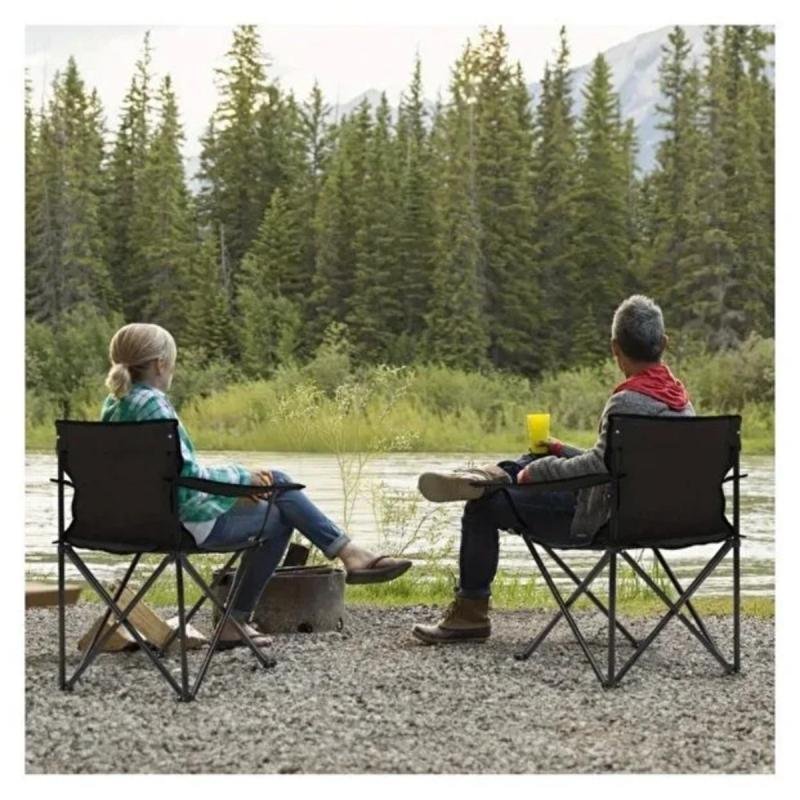 طقم كراسي تخييم يتكون من 3 كراسي قابلة للطي من قماش أكسفورد وقوائم معدنية – مريح وخفيف