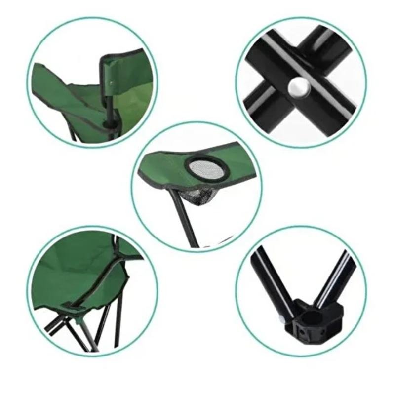طقم كراسي تخييم يتكون من 3 كراسي قابلة للطي من قماش أكسفورد وقوائم معدنية – مريح وخفيف,
