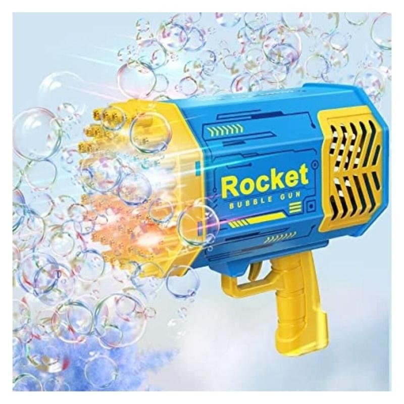 لعبة قاذف الفقاعات الصاروخية، آلة إطلاق فقاعات بـ 69 حفرة مع أضواء ملونة للأطفال والفتيات