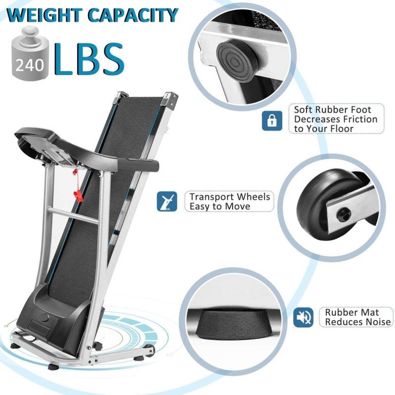 سير كهربائي مع مساج للخصر ومحرك 1.5 حصان، مساحة جري 40*110 سم,3 مستويات انحدار،يتحمل 90كجم, 6069D