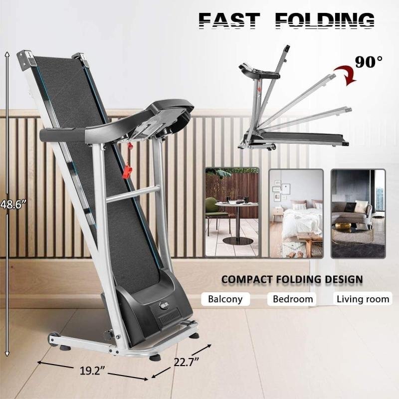 سير كهربائي مع مساج للخصر ومحرك 1.5 حصان، مساحة جري 40*110 سم,3 مستويات انحدار،يتحمل 90كجم, 6069D