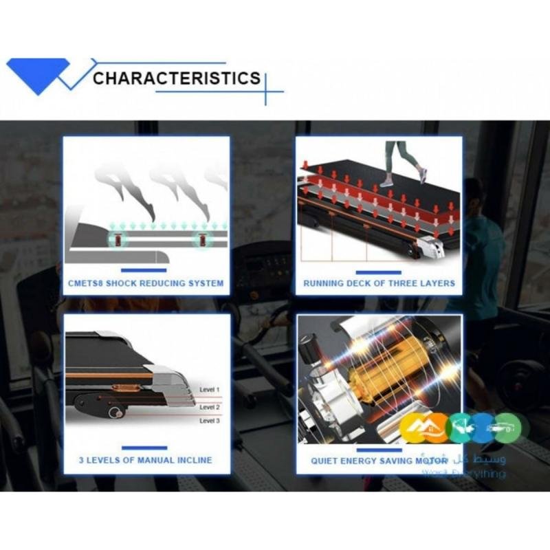 سير كهربائي مع مساج للخصر ومحرك 2 حصان، مساحة جري 42*120 سم,3 مستويات انحدار،يتحمل 120كجم, 5050D