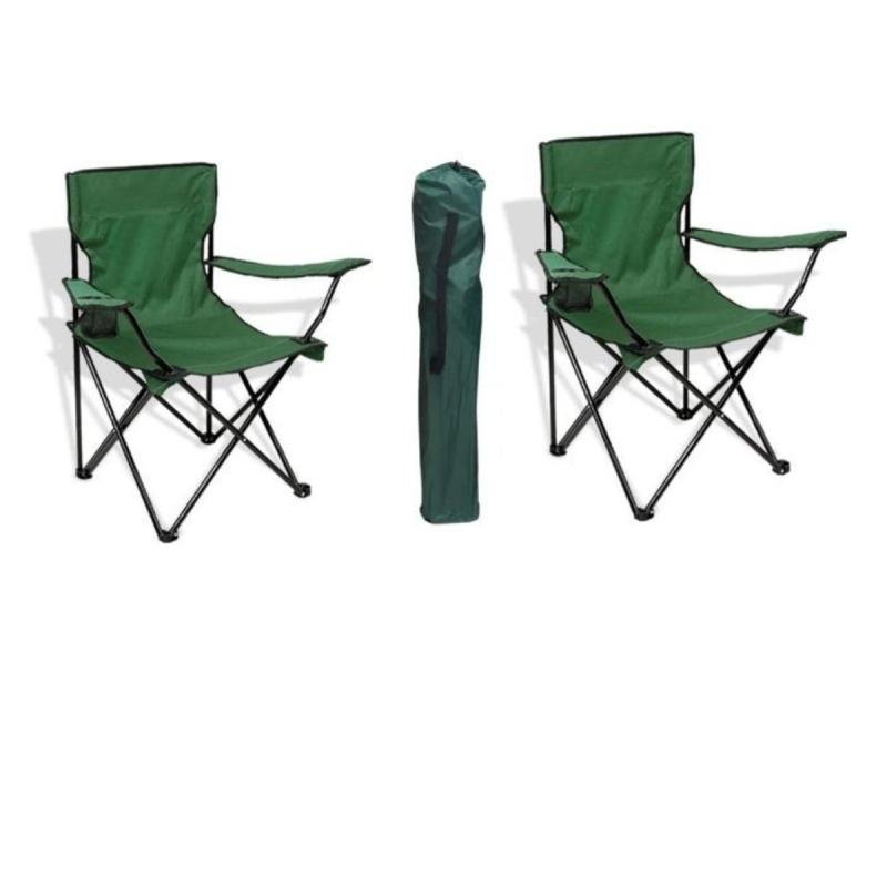 طقم كراسي تخييم يتكون من كرسيان قابلة للطي من قماش أكسفورد وقوائم معدنية–مريح وخفيف