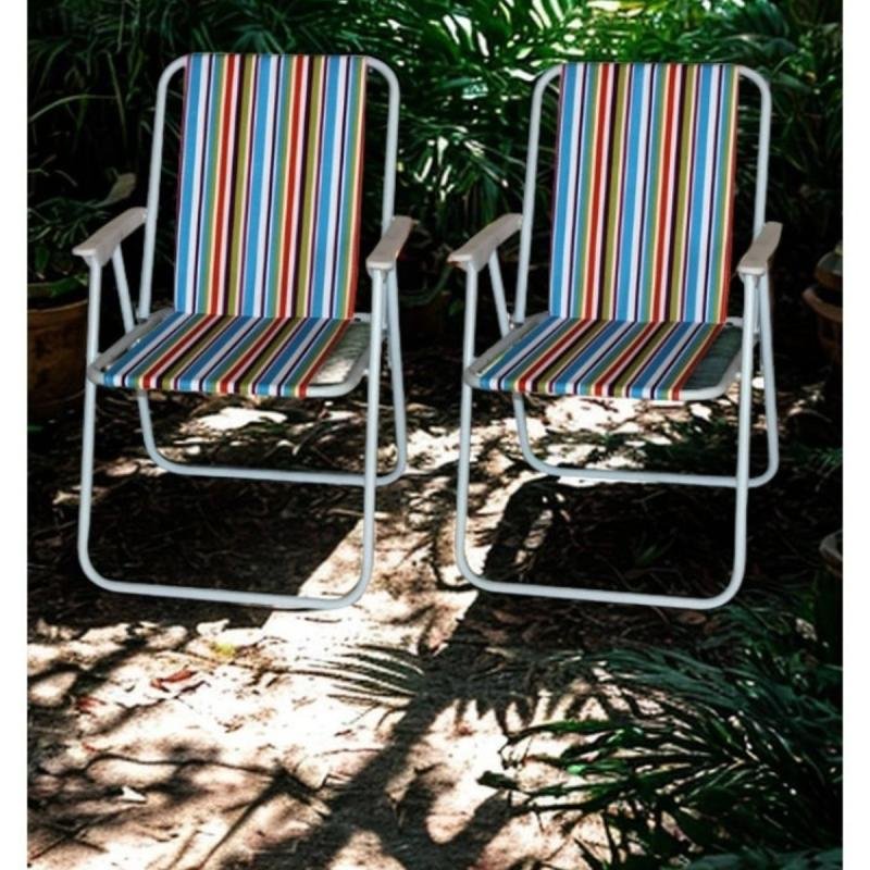 طقم كراسي تخييم قابلة للطي يتكون من كرسيان مصنوع من قماش أكسفورد وبقوائم معدنية – 45×45×80سم