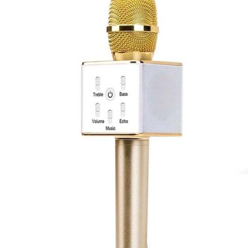ميكروفون كاريوكي لاسلكي Q7 ذهبي/أبيض