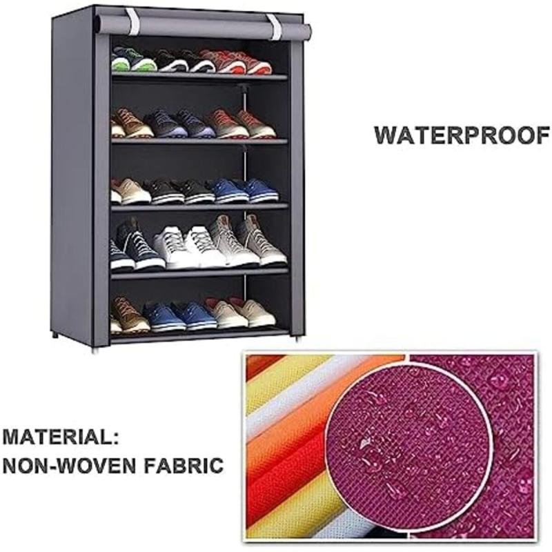 منظم أحذية قماش 5 طبقات, رف تخزين قائم للمدخل والممر – تصميم مدمج لتوفير المساحة وتخزين الأحذية