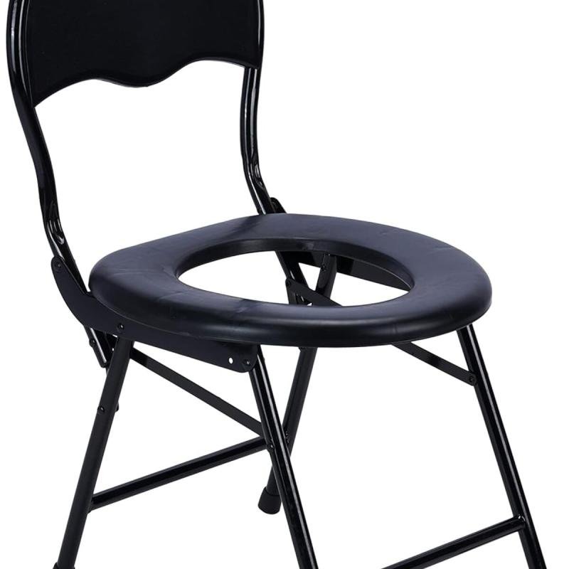 كرسي مرحاض قابل للطي للتخييم - أسود - AL1410