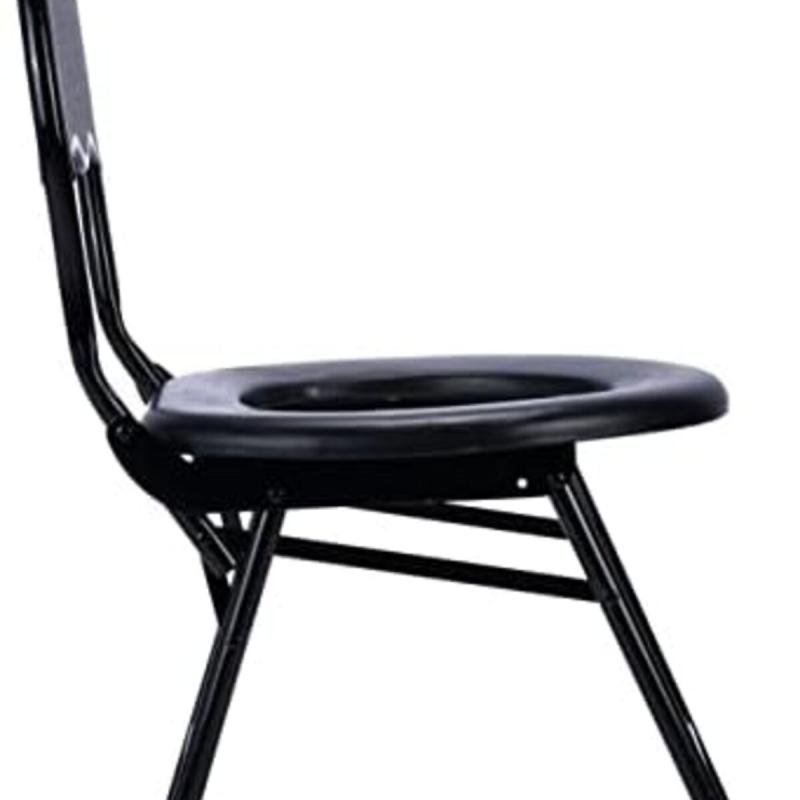 كرسي مرحاض قابل للطي للتخييم - أسود - AL1410