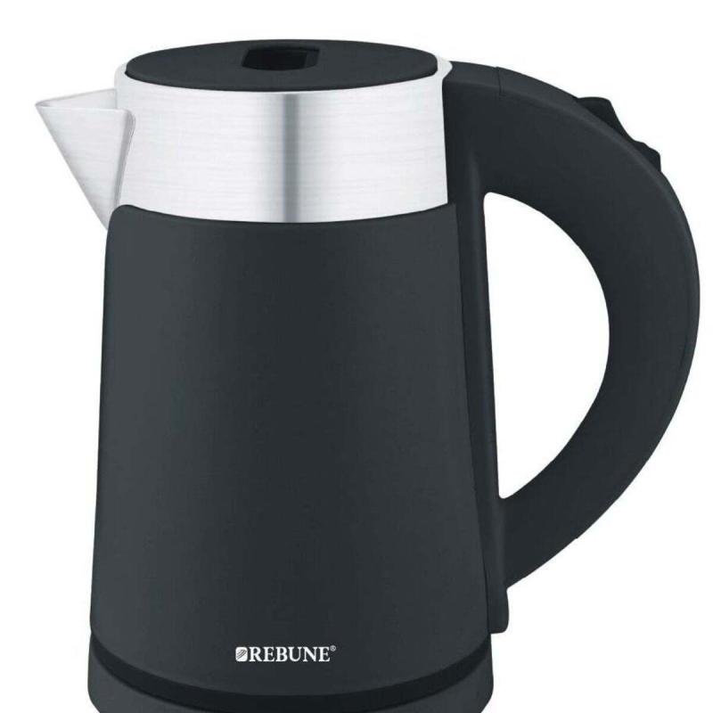 غلاية كهربائية 800 مل وبقوة 1000 واط - ستانلس ستيل - اسود - RE-1-138