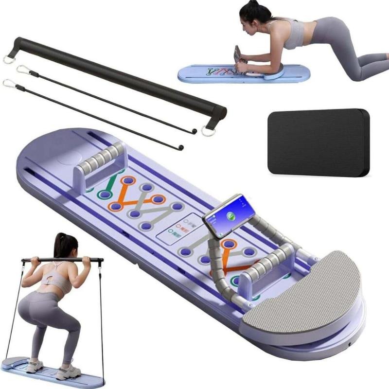 لوح بيلاتيس 5 في 1 لتمارين البطن واللياقة قابل للطي مع عصا بيلاتيس و حبل مقاومة مدرب شخصي AP-01