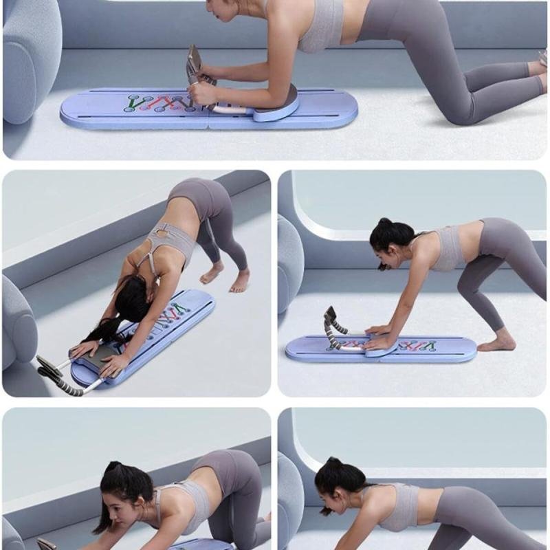 لوح بيلاتيس 5 في 1 لتمارين البطن واللياقة قابل للطي مع عصا بيلاتيس و حبل مقاومة مدرب شخصي AP-01