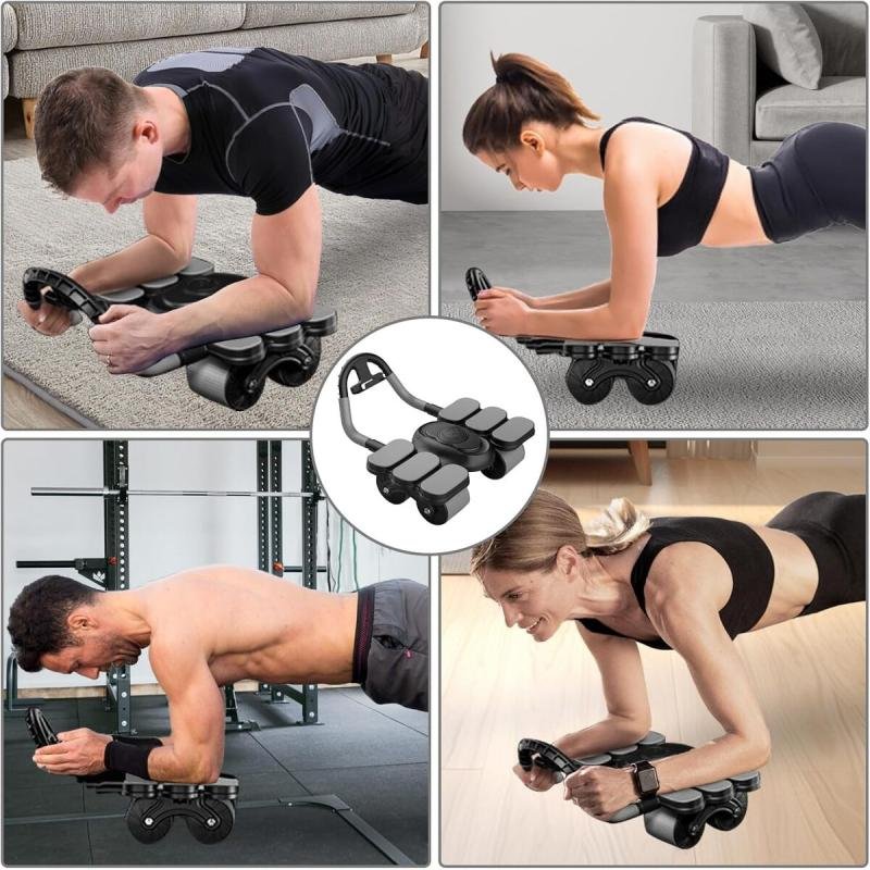 عجلة تمارين البطن مع ارتداد تلقائي ودعم للكوع معدات لياقة منزلية لحرق الدهون وشد الجسم,عجلة ارضية