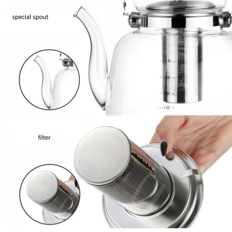 🫖 إبريق شاي زجاجي فاخر DAC-56103 – سعة 1400 مل مقاوم للحرارة