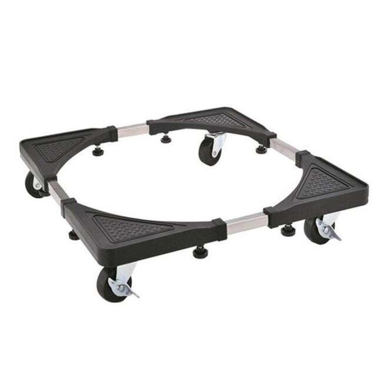 حامل متحرك للغسالة والثلاجة، أسود/فضي