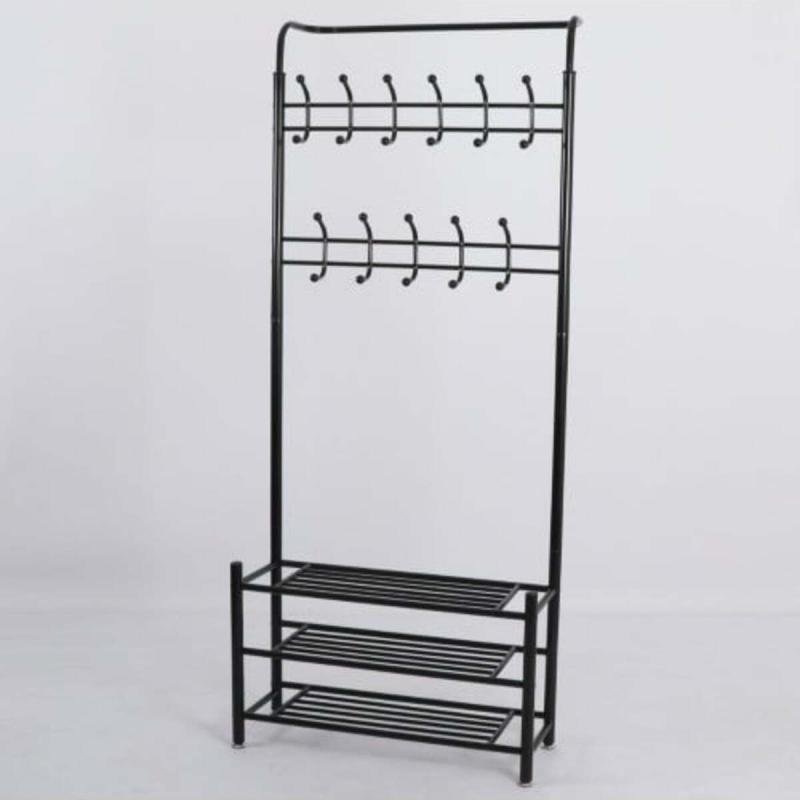 رف ملابس مع رفوف للأحذية بحجمين