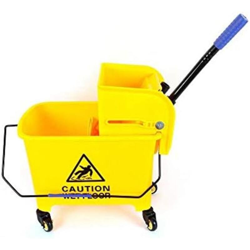عربة تنظيف سعة 20 لترًا مع نظام ضغط ودلو ممسحة لتنظيف الفنادق