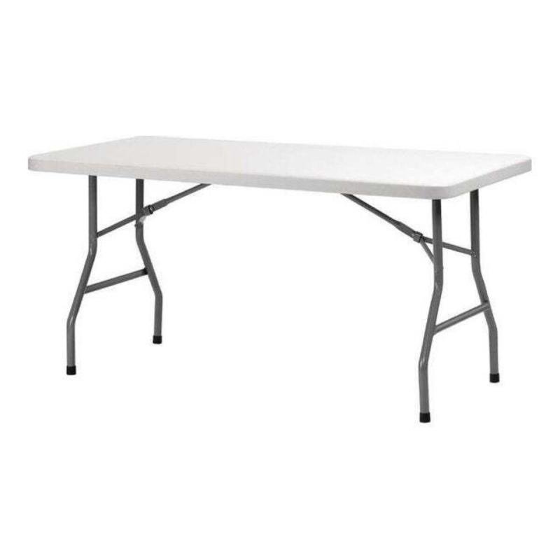طاولة مستطيلة قابلة للطي باللون الأبيض/الأسود