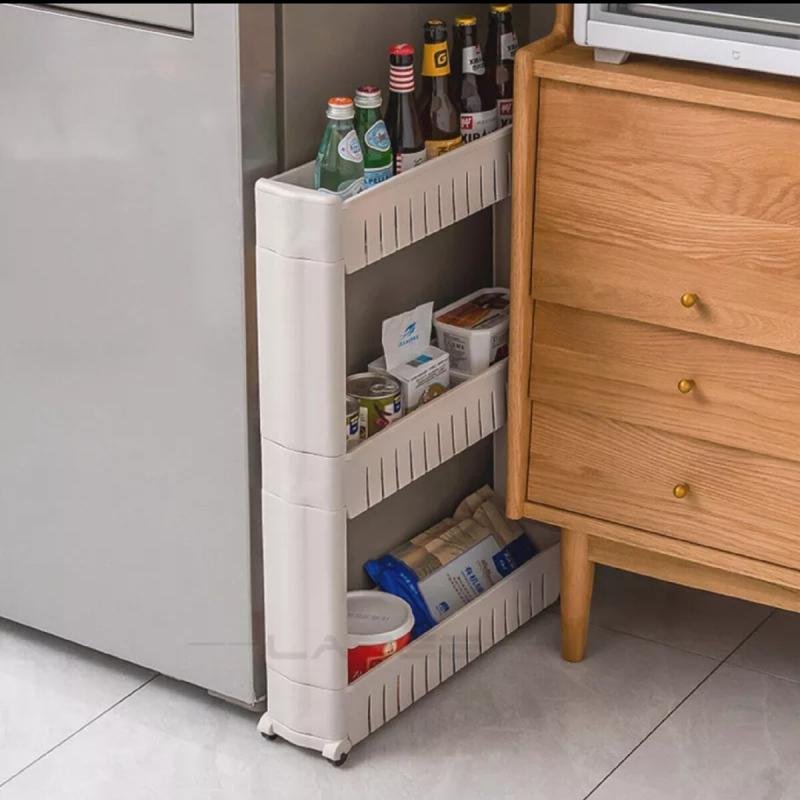 منظم ارفف للمساحات الضيقه رف متعدد الأغراض بأربع طبقات أبيض 97 × 54 سم