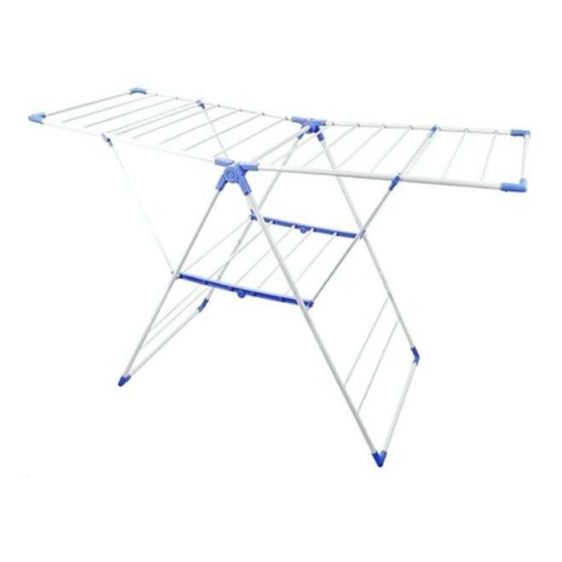 رف تجفيف الملابس القابل للطي أبيض/أزرق