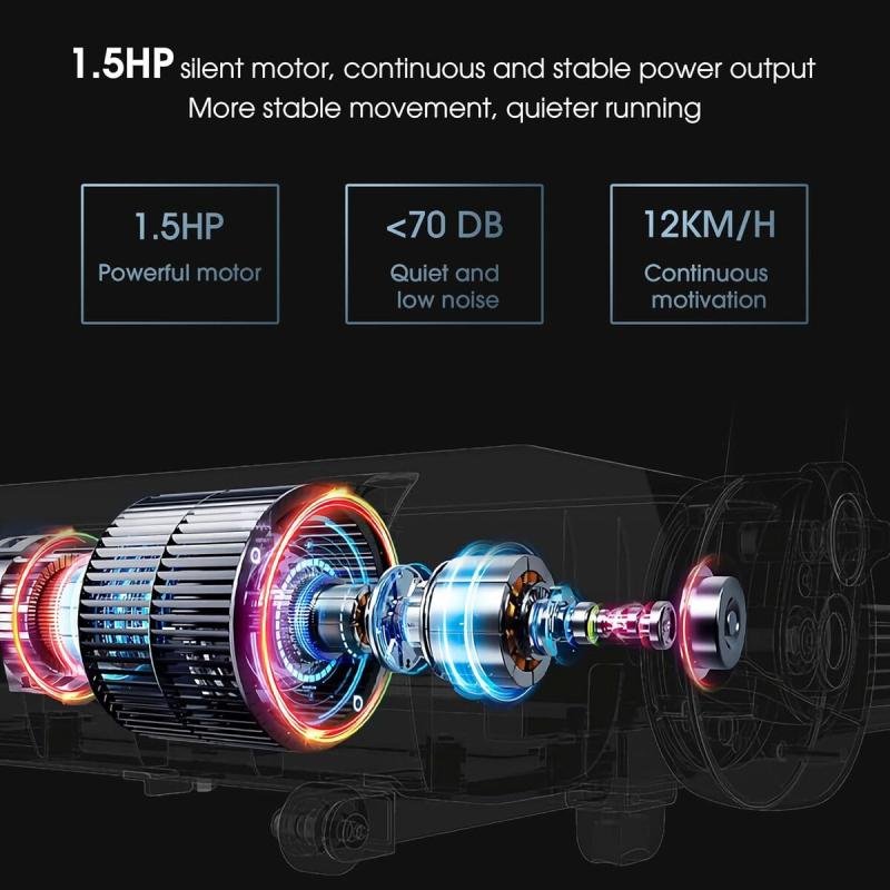 سير كهربائي منزلي قابل للطي موديل 6069A | شاشة لمس | 12 برنامج | يتحمل حتى 90 كجم - 1.5 حصان