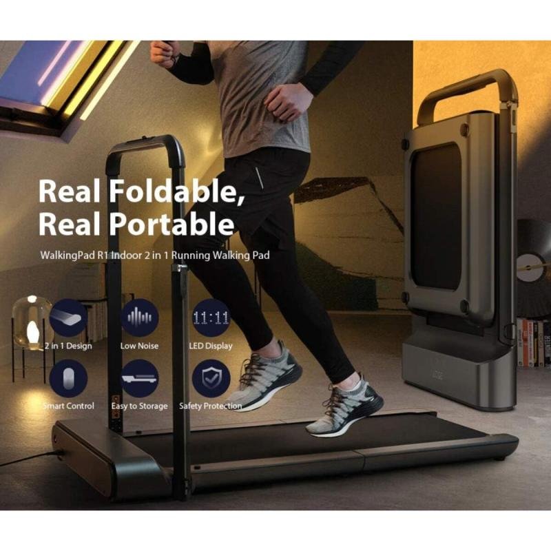 سير مشي كهربائي بقوة 918 واط-مع ريموت, يتحمل 110كج-منطقة ركض 44 × 120سم-سرعة 0.5-10 كم/ساعة - R1