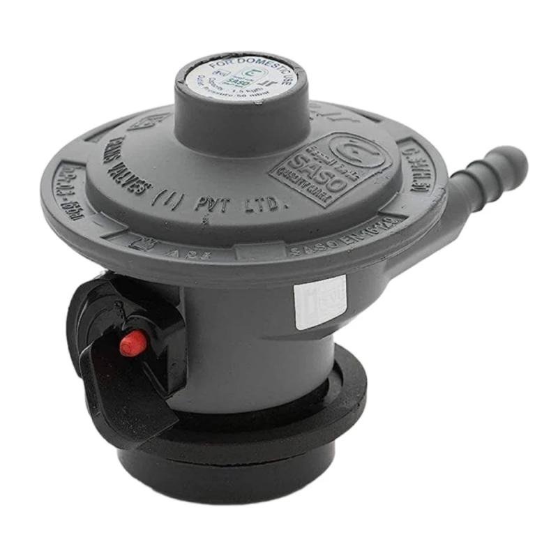 3 حبات منظم أسطوانة غاز البترول المسال – 50 ميلي بار مع مشبكين – اللون الرمادي