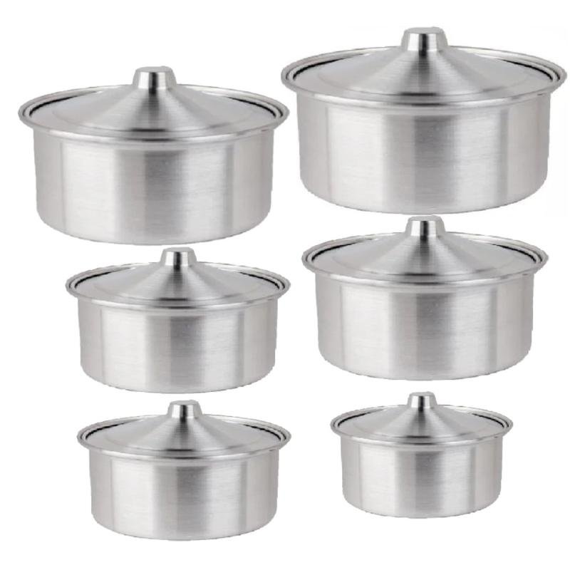 مجموعة من 6 أواني ألومنيوم صغيرة صناعة باكستانية مقاس 0.5/1/2/3/4/5 لتر (14/16/18/19/20/22 سم)