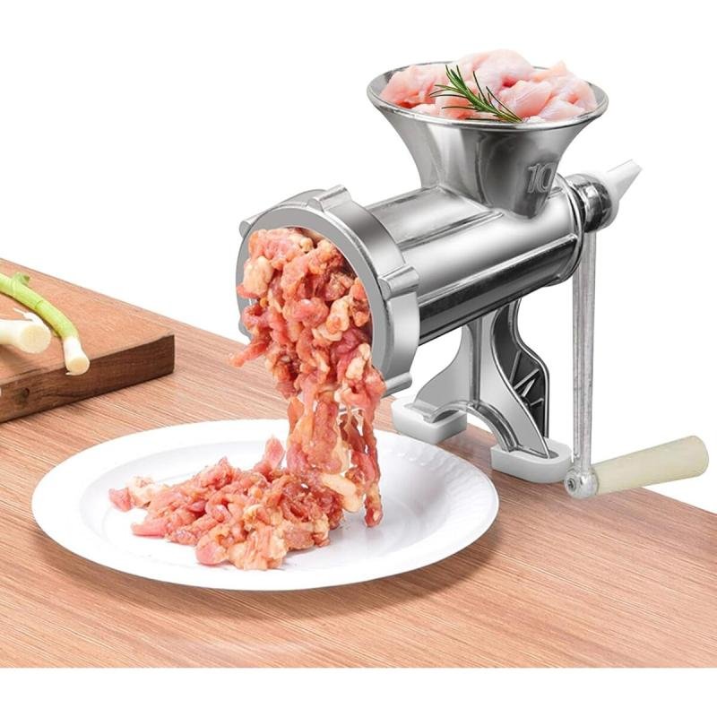 🥩 مفرمة لحم يدوية من سبائك الألومنيوم – متعددة الوظائف لصنع البرجر والنقانق – مقاس 10
