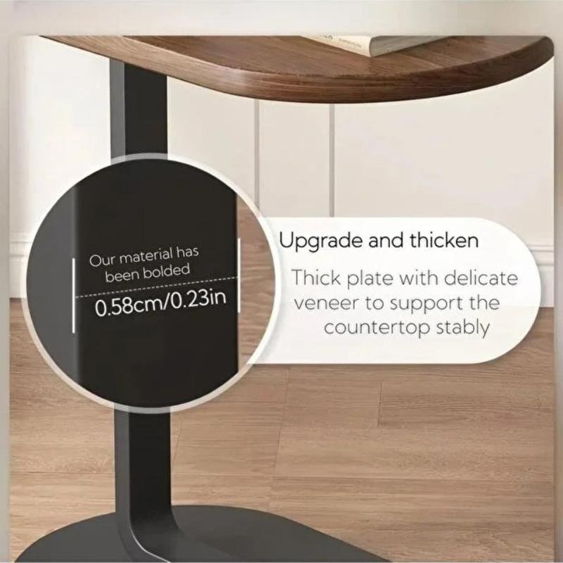 طقم من 4 قطع - طاولة قهوة عصرية | طاولة جانبية على شكل حرف C بسطح خشبي بيج وإطار معدني أسود