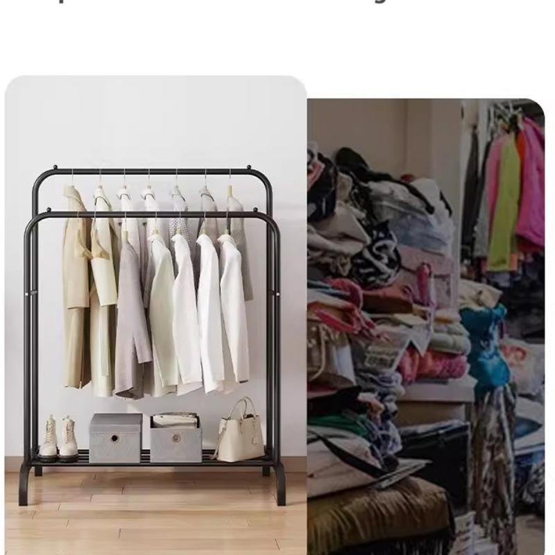 حامل ملابس مستقل مزدوج القطب من dida-cosmos لغرفة النوم، أسود ‎56 × 110 × 150 سم