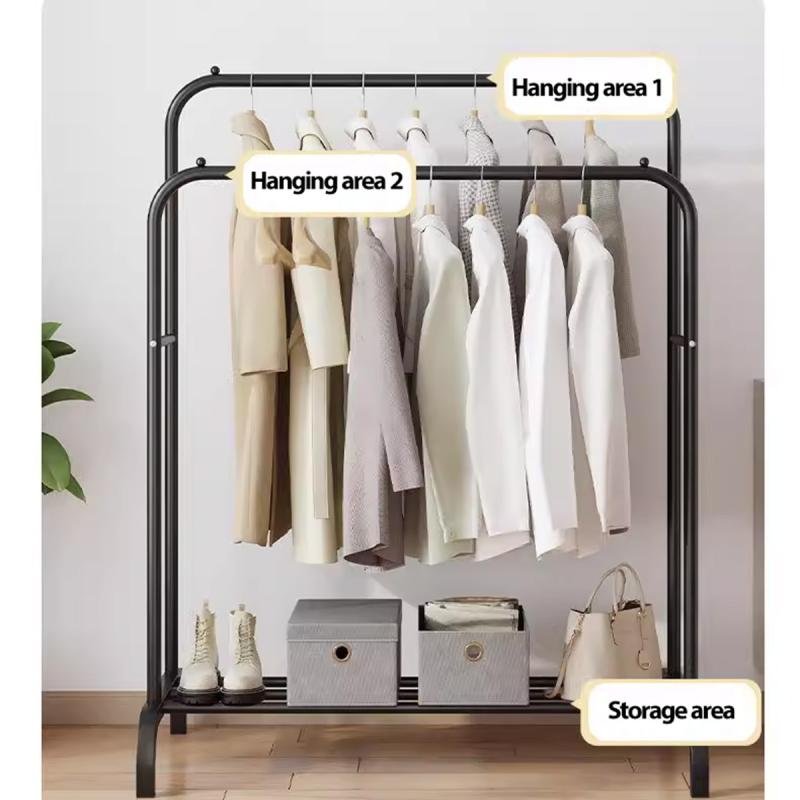 حامل ملابس مستقل مزدوج القطب من dida-cosmos لغرفة النوم، أسود ‎56 × 110 × 150 سم