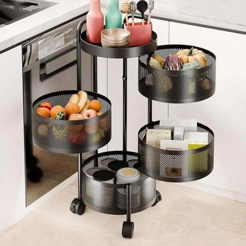 سلة فواكه ديدا-كوزموس للمطبخ، رف تخزين دوار، عربات تخزين للمطبخ، عربة دوارة مع