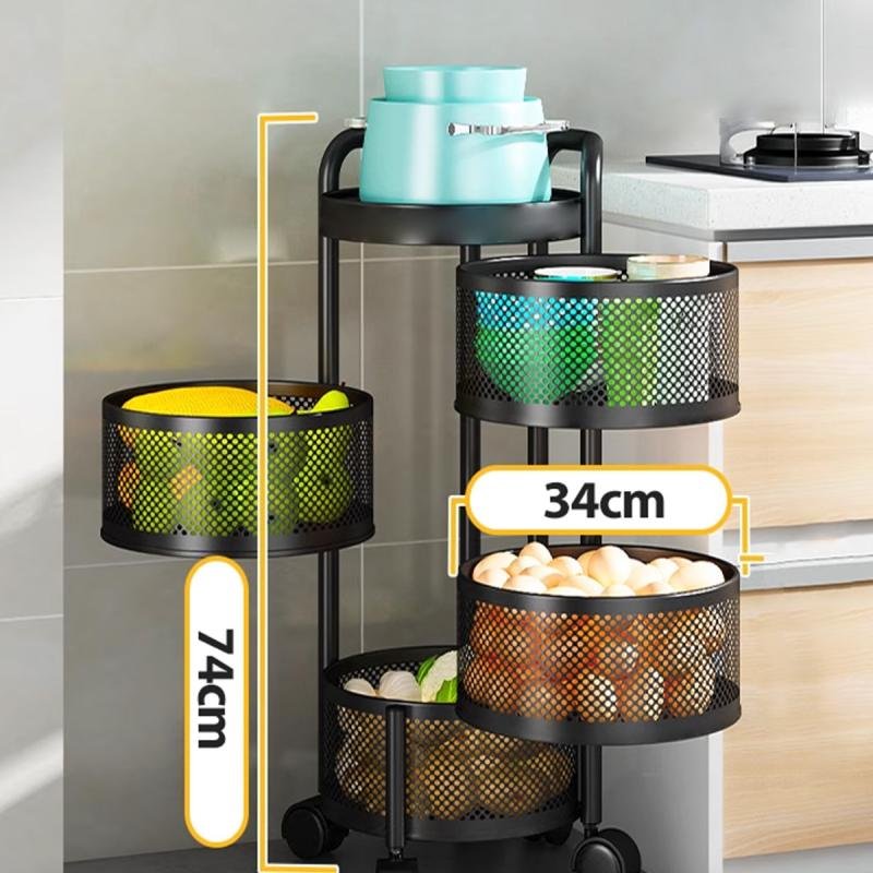 سلة فواكه ديدا-كوزموس للمطبخ، رف تخزين دوار، عربات تخزين للمطبخ، عربة دوارة مع