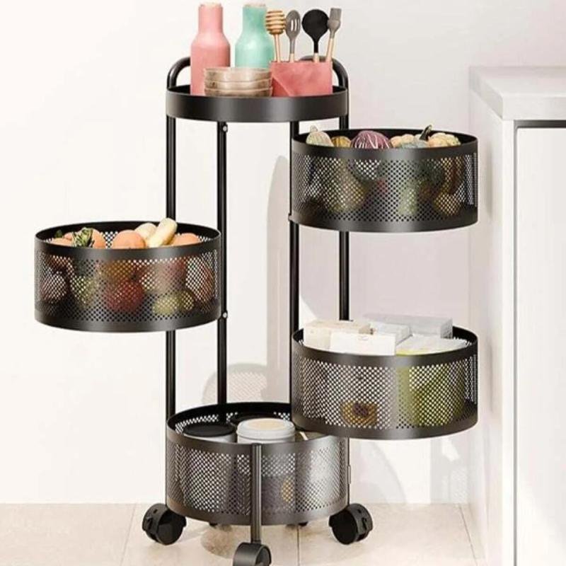 سلة فواكه ديدا-كوزموس للمطبخ، رف تخزين دوار، عربات تخزين للمطبخ، عربة دوارة مع