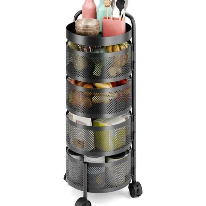 سلة فواكه ديدا-كوزموس للمطبخ، رف تخزين دوار، عربات تخزين للمطبخ، عربة دوارة مع